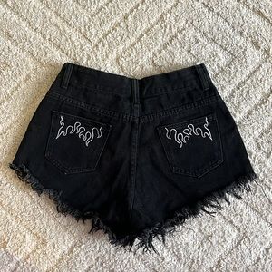 shein black flame jean shorts